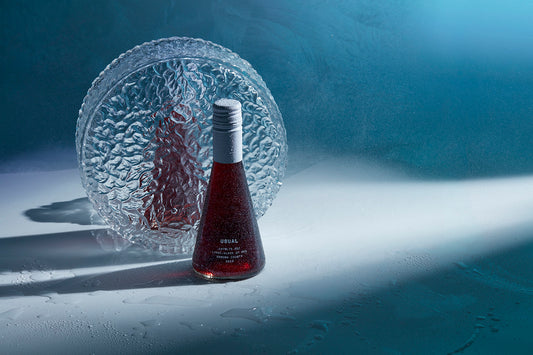 Chianti wine: A bottle of Usual Red in the spotlight with a crystal ice bowl behind it