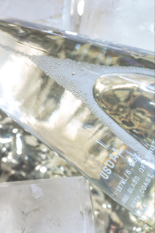 Close up image of a bottle of sparkling wine